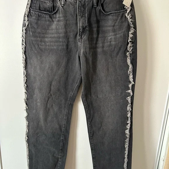 NWT Good American Good Boy Outseam Frayed Midrise Straight Jean size 14/32 - Picture 9 of 11
